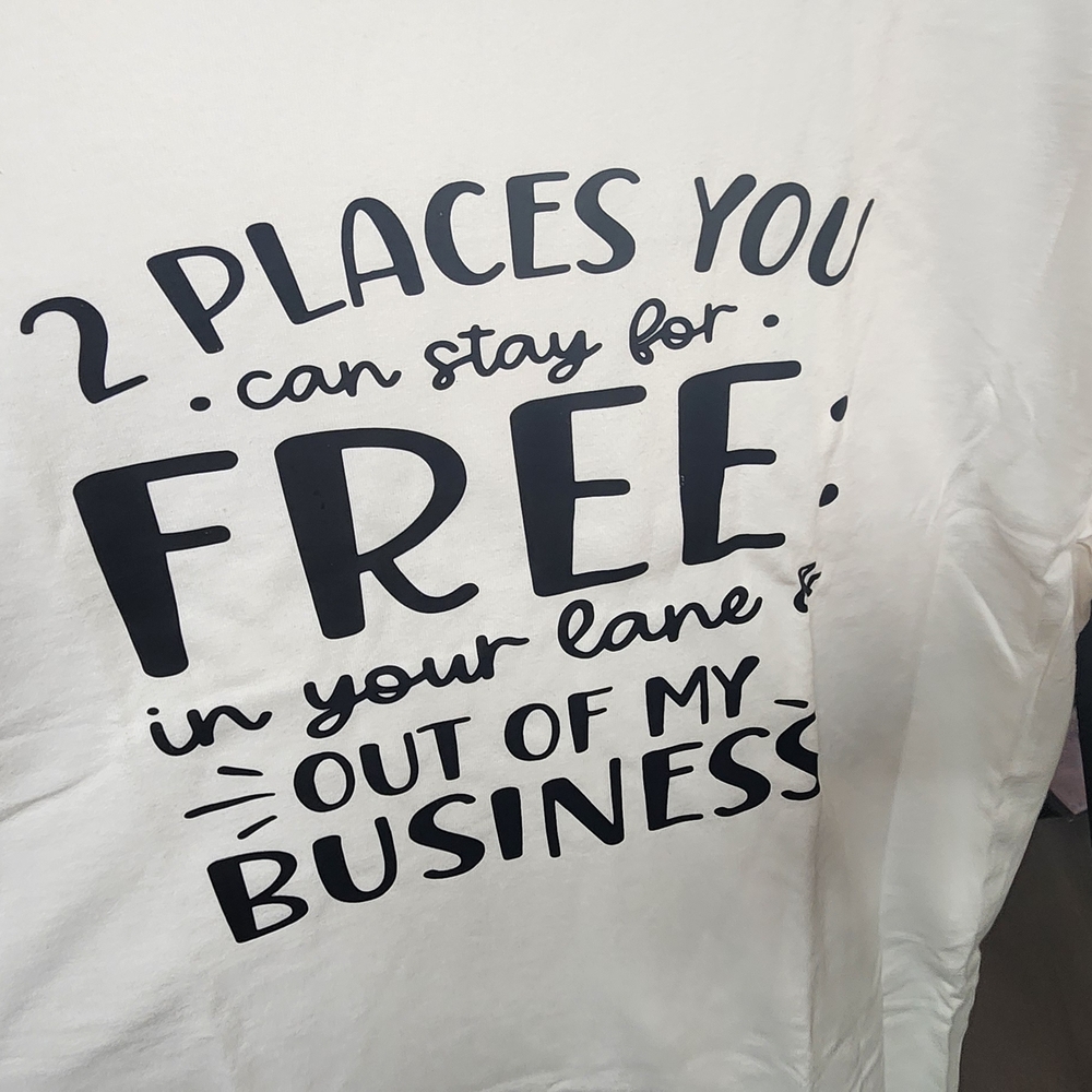 Gildan White Tee with Black Text